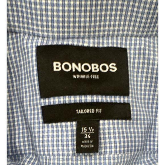 Bonobos Dress Shirt Men's 15.5 34 Blue Check Tailored Slim Fit Cotton - Picture 2 of 4